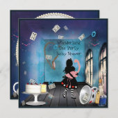 アリス&ピンクフラミンゴワンダーランドベビーシャワー 招待状 (正面/裏面)