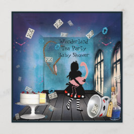 アリス&ピンクフラミンゴワンダーランドベビーシャワー 招待状