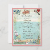 アリス、ピンクフラミンゴ、チェシャねこスイート16 招待状 (裏面)