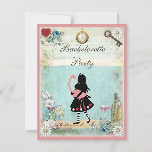 アリス&ピンクフラミンゴ&マルティーニバチェロレッテ 招待状 (正面)
