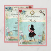 アリス&ピンクフラミンゴ&マルティーニバチェロレッテ 招待状 (正面/裏面)