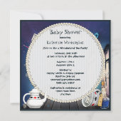 アリス&ピンクフレミンゴ ワンダーランド ベイビーシャワー 招待状 (裏面)