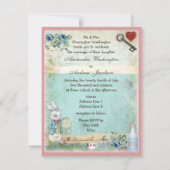 アリス、ピンク·フラミンゴ、チェシャ結婚ネコ 招待状 (裏面)