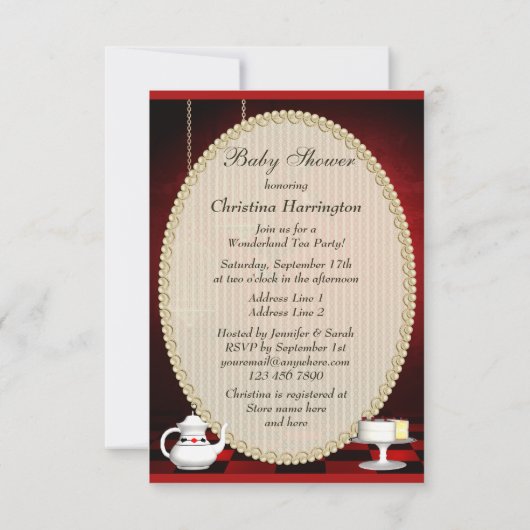 アリス&フラミンゴの鳥とかごのベビーシャワー 招待状 (裏面)