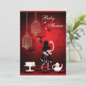 アリス&フラミンゴの鳥とかごのベビーシャワー 招待状 (スタンド正面)