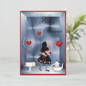 アリス&フラミンゴハートベビーシャワーティーパーティー 招待状 (スタンド正面)