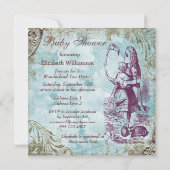 アリス&フラミンゴワンダーランドベビーシャワーティーパーティー 招待状 (裏面)