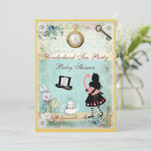 アリス&フラミンゴワンダーランドベビーシャワーティーパーティー 招待状 (スタンド正面)