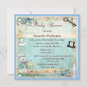 アリス&フラミンゴワンダーランドベビーシャワーティーパーティー 招待状 (裏面)