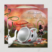 アリス&フラミンゴワンダーランド誕生日パーティー 招待状 (正面/裏面)