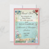 アリス、フラミンゴ、キャットベビーシャワーありがとう サンキューカード (裏面)