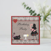 アリス、フラミンゴ、チェシャねこの誕生日パーティー 招待状 (スタンド正面)