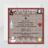 アリス、フラミンゴ、チェシャねこの誕生日パーティー 招待状 (裏面)