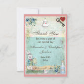 アリス、フラミンゴ、チェシャ結婚ネコ サンキューカード (裏面)