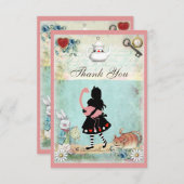 アリス、フラミンゴ、チェシャ結婚ネコ サンキューカード (正面/裏面)