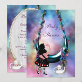 アリス＆フラミンゴ　ハンギングムーン　ベイビーシャワー 招待状 (正面/裏面)