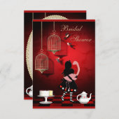 アリス＆フラミンゴ　鳥＆鳥かご　ブライズシャワー 招待状 (正面/裏面)