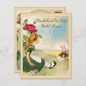 アリス&ホワイトラビットワンダーランドブライダルシャワー 招待状 (正面/裏面)