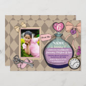 アリス・ワンダーランド・バースデー・フォト招待状 招待状 (正面/裏面)