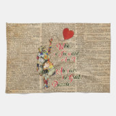 アリス、不機嫌ハッタ&ラビットヴィンテージコラージュ引用文 キッチンタオル (横)