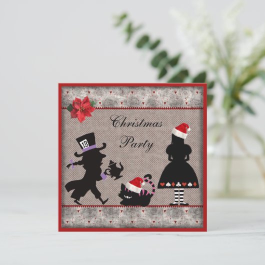 アリス、不機嫌帽子、チェシャ猫クリスマスパーティー 招待状 (スタンド正面)