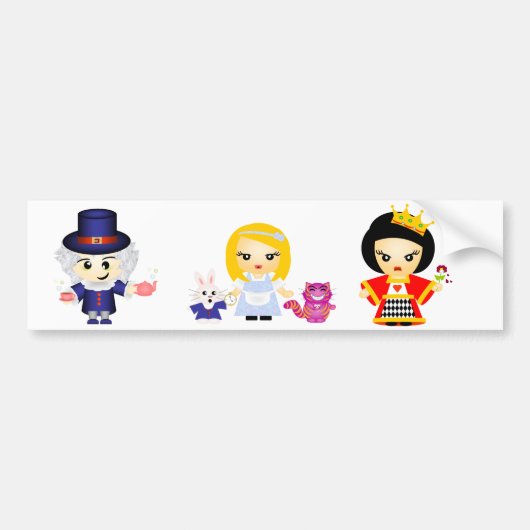 アリス、女王および帽子屋 バンパーステッカー (正面)