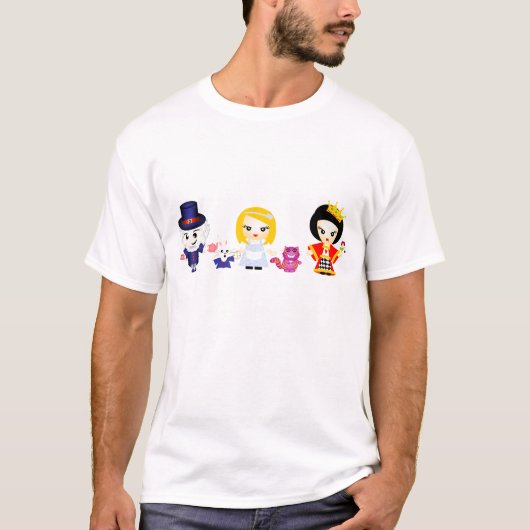 アリス、女王および帽子屋 Tシャツ (正面)