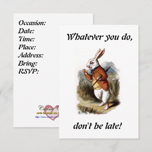アリス-白いウサギ 招待状 (正面/裏面)