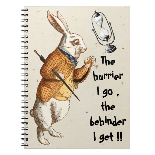 アリス – 白うさぎ – 時間ガラス1865 ノートブック (正面)