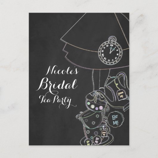 アリスinワンダーランドティーパーティーシャルボードパーティー インビテーションポストカード (正面)