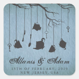 アリスinワンダーランドティーパーティー結婚式用シール スクエアシール