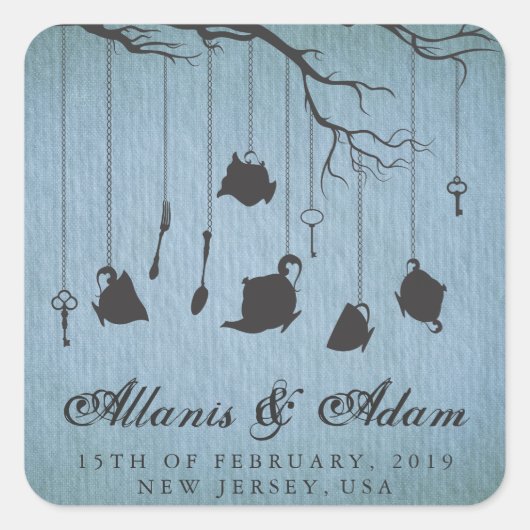 アリスinワンダーランドティーパーティー結婚式用シール スクエアシール (正面)