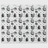 アリスinワンダーランドブラック&ホワイトデザイン ラッピングペーパー (フラット)