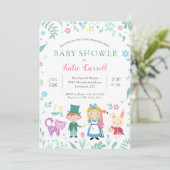 アリスinワンダーランドベビーシャワー招待状 |ピンク 招待状 (スタンド正面)