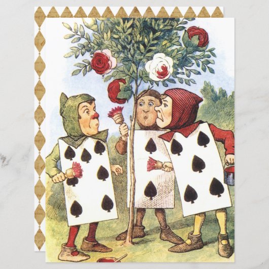 アリスinワンダーランドレッドローゼスクラップブック紙 (正面/裏面)