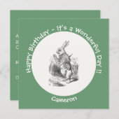 アリスinワンダーランド白うさぎ誕生会 招待状 (正面/裏面)