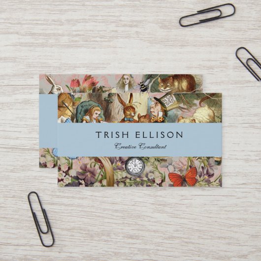 アリスinワンダーランド茶パーティーアート 名刺 (正面/裏面インサイチュ)