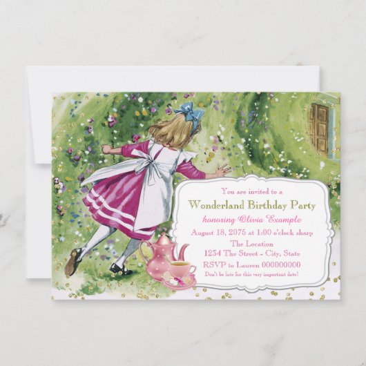 アリスinワンダーランド誕生日パーティー 招待状 (正面)