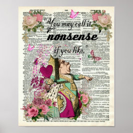 アリスinワンダーランド赤クイーン辞書アート ポスター