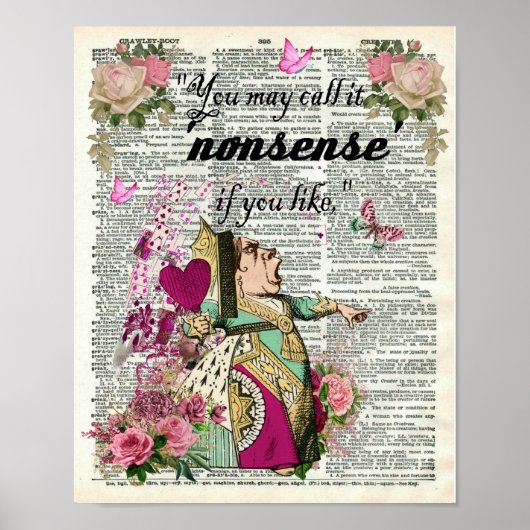 アリスinワンダーランド赤クイーン辞書アート ポスター (正面)