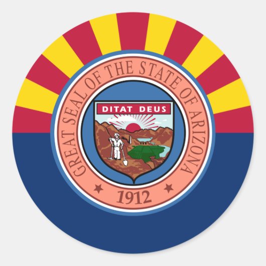 アリソナン国旗とシール、アリゾナ国旗 ラウンドシール (正面)