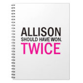 アリソンが勝つはずだった–2回,ノート ノートブック (正面)