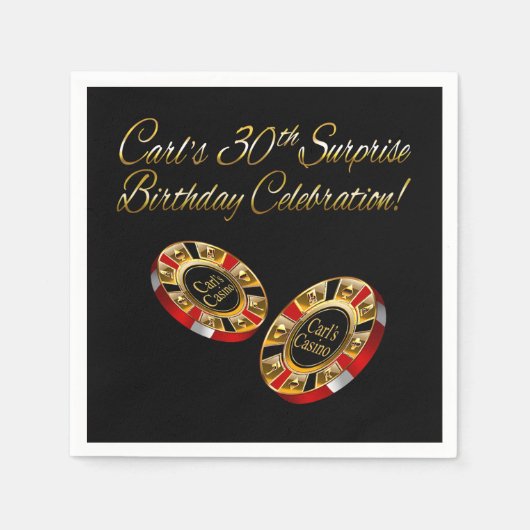 アリソンカジノスタイル頼パーティー私の4つの名前チップ スタンダードカクテルナプキン (正面)