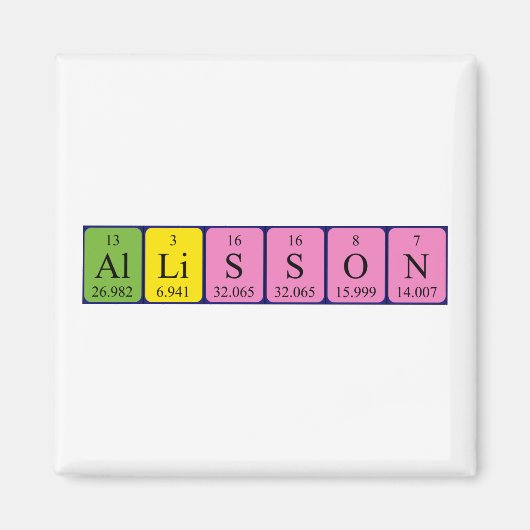 アリソン周期表名磁石 マグネット (正面)