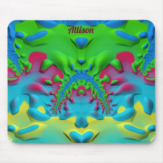 アリソン～ザニーホットピンクイエローグリーンとブルー マウスパッド (正面)