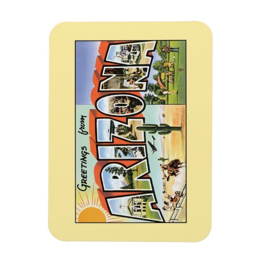 アリゾナからのヴィンテージ挨拶 マグネット (縦)