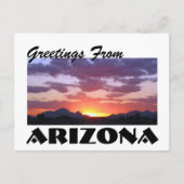 アリゾナからの挨拶!砂漠の山の夕日 ポストカード (正面)