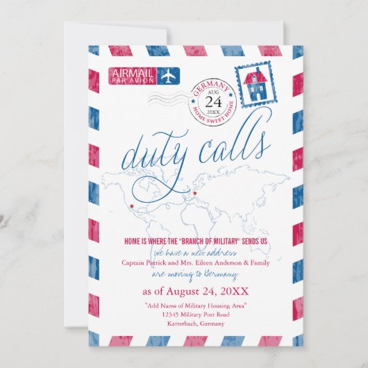 アリゾナからドイツエアメール軍隊ムービング 招待状 (正面)