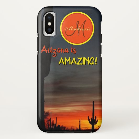 「アリゾナって凄い!」 砂漠サンセットカクティモノグラム Case-Mate iPhoneケース (裏面)