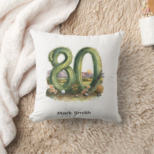 アリゾナでのゴルフ80歳の誕生日 クッション (ブランケット)